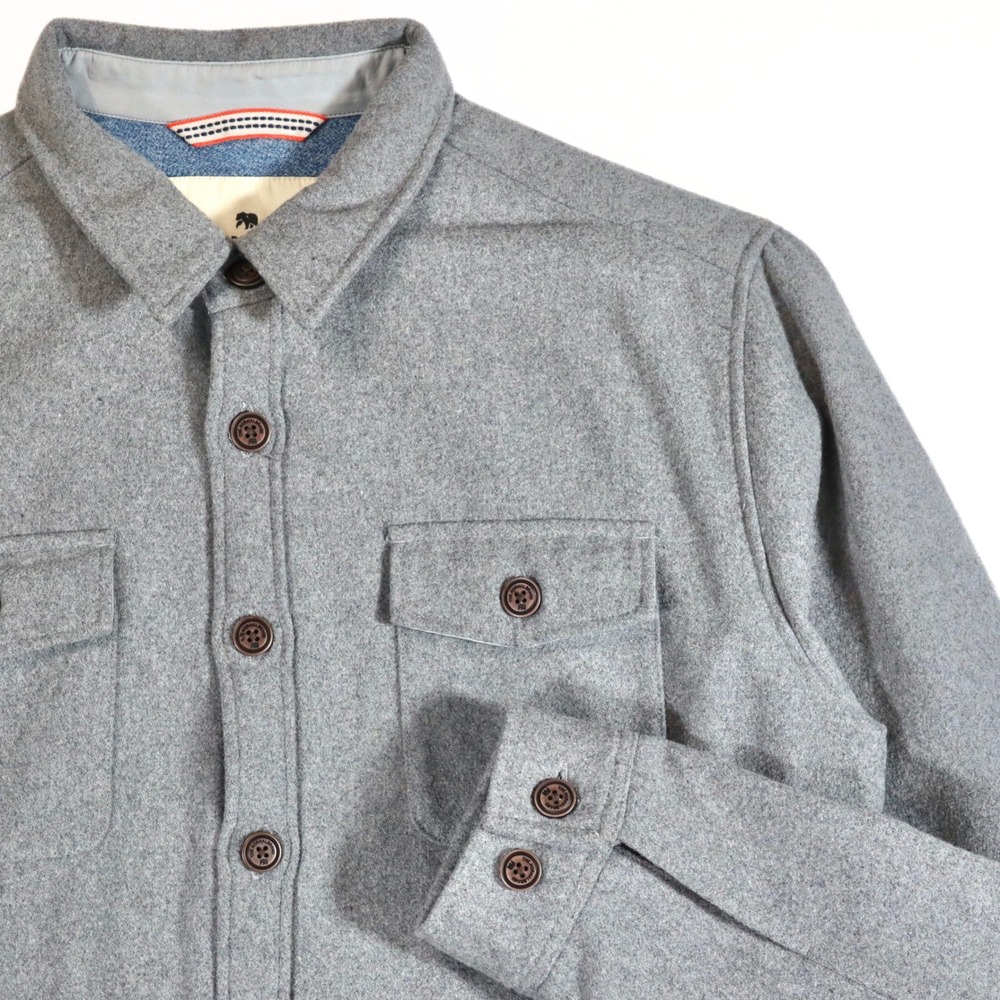 The Normal Brand Shirt Jacket Mens L Gray Wool Blend Flannel Shacket Coat Button